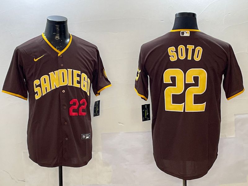 Men San Diego Padres #22 Soto Brown Game 2025 Nike MLB Jersey style 4